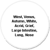 Oval: West, Venus, Autumn, White, Acrid, Grief, Large Intestine, Lung, Nose